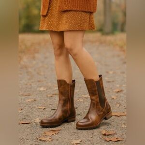 Salvia Claire Brown Leather Pull Up Leather Boots | Women’s Classic Riding Style